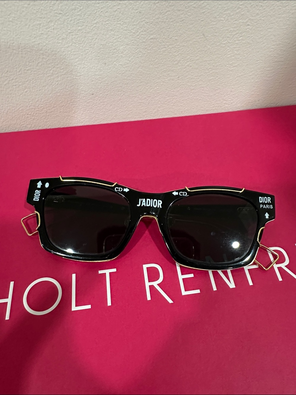 Dior Black Sunglasses with Gold Trim J'Adior Detailing